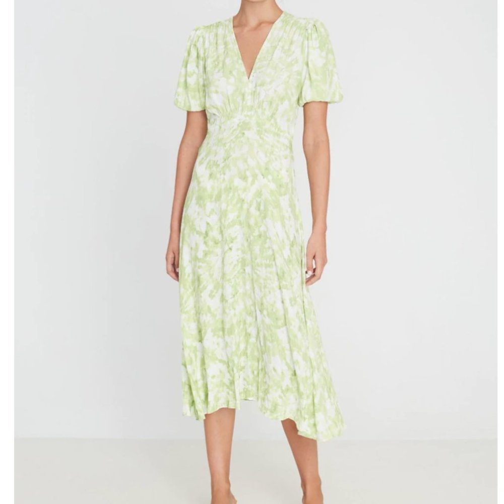 Faithfull the Brand Vittoria Midi Dress Roos Tie Dye - Lime